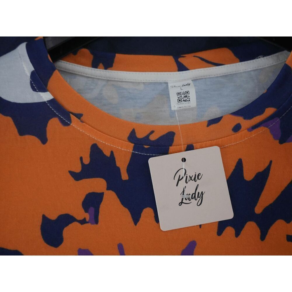 Women's Skull Print Tie-die Orange & Purple T-Shirt Size L - Picture 4 of 7